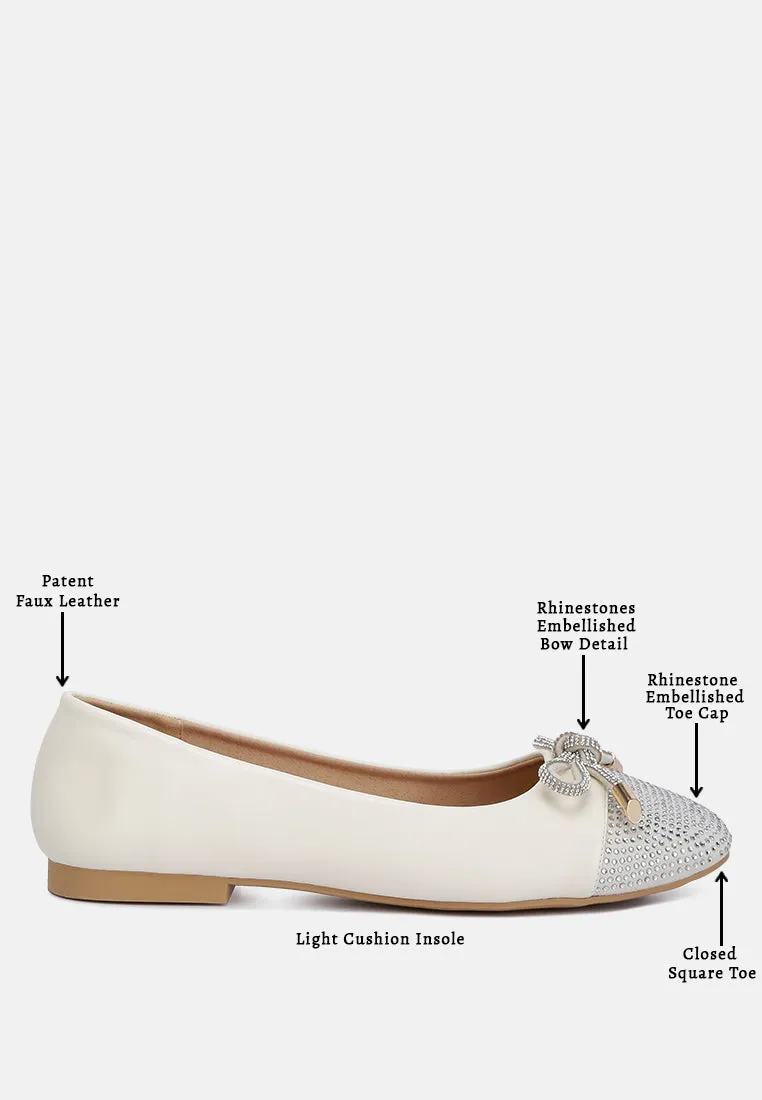 Rhinestones Embellished Toe Cap Ballerinas By Ruw