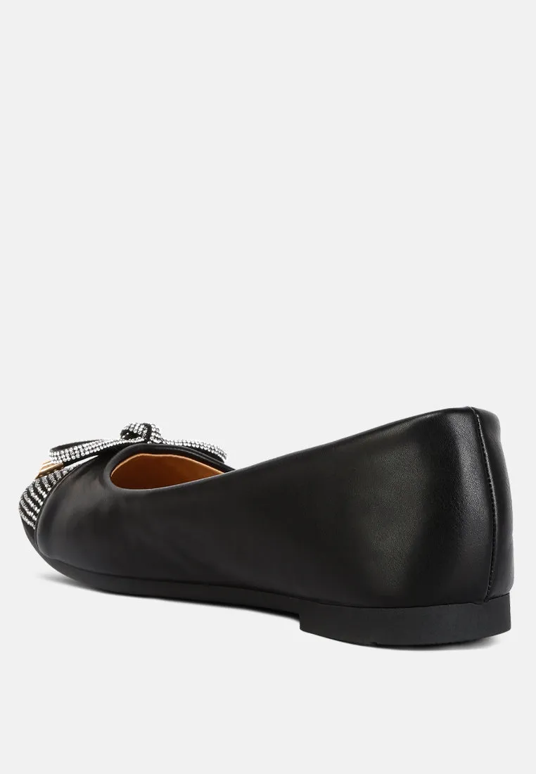 Rhinestones Embellished Toe Cap Ballerinas By Ruw