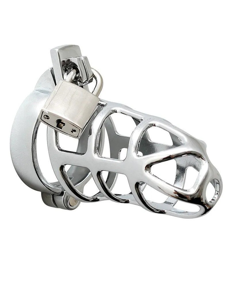 Rimba Bondage Play - Kuisheidskooi - Metalen Peniskooi met Hangslot - Open Model