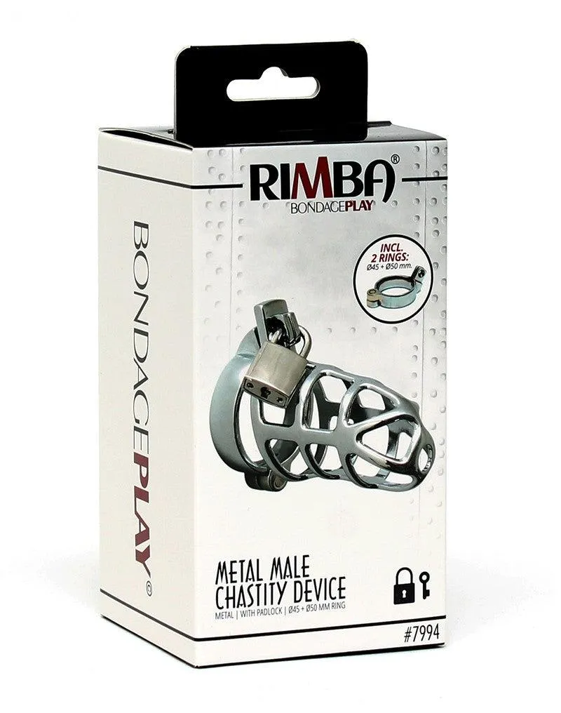 Rimba Bondage Play - Kuisheidskooi - Metalen Peniskooi met Hangslot - Open Model