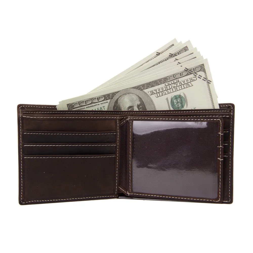 ROCKCOW Wholesale Genuine Leather Wallet Money Purse Bag Men Short Wallet Card Holder 198