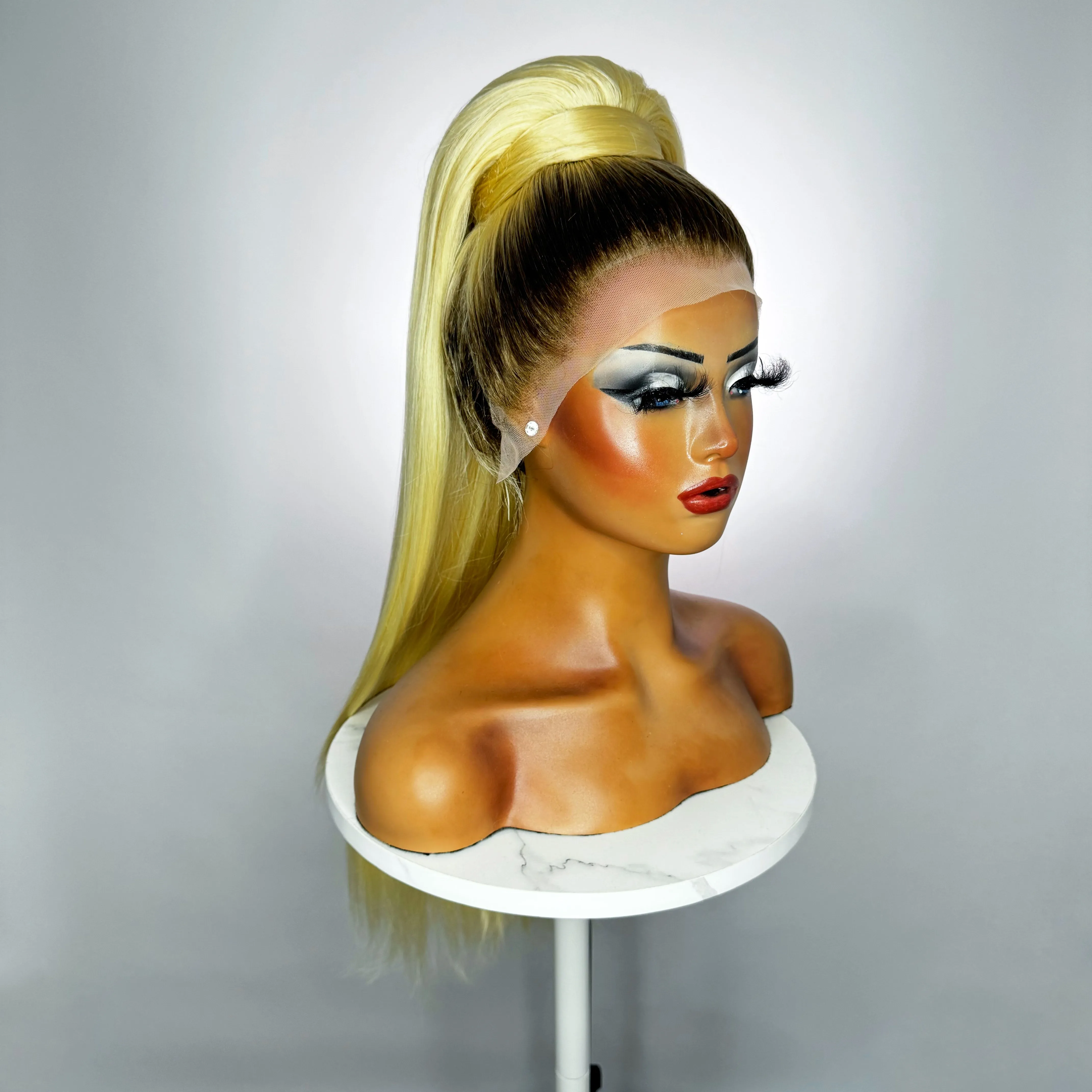 Rooted Blonde Stacked Ponytail Synthetic Wig (Made to Order)