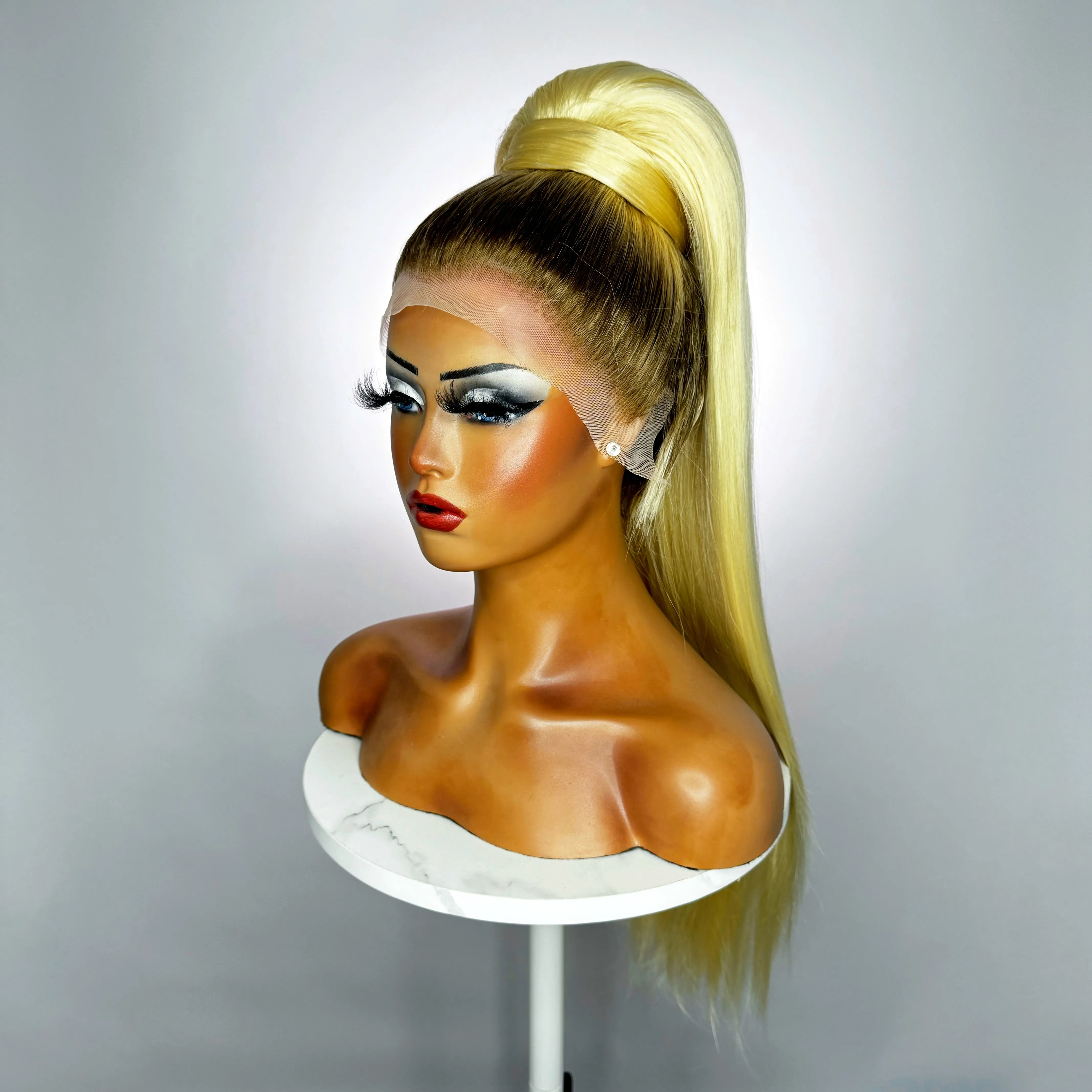 Rooted Blonde Stacked Ponytail Synthetic Wig (Made to Order)