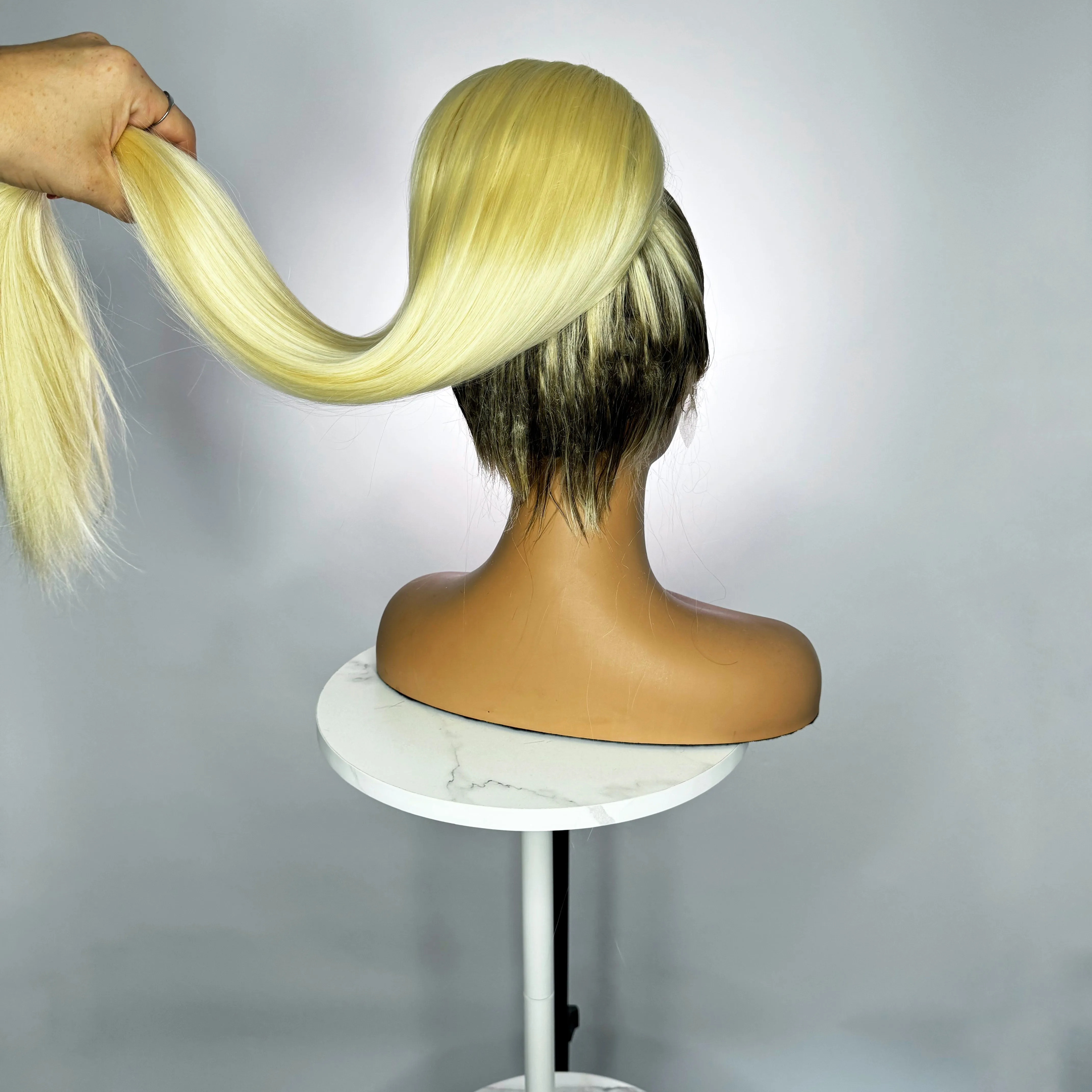 Rooted Blonde Stacked Ponytail Synthetic Wig (Made to Order)