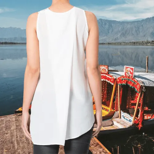 Round Neck Sleeveless Silk Top