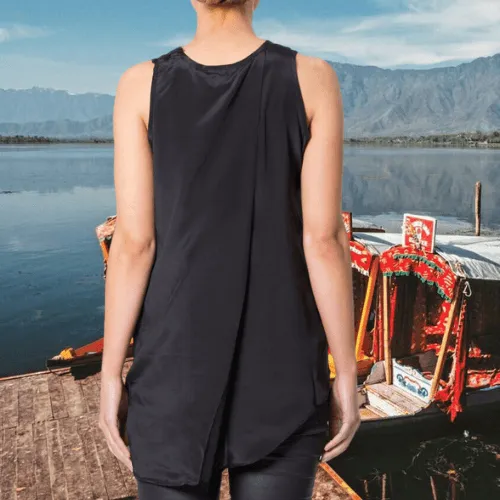 Round Neck Sleeveless Silk Top