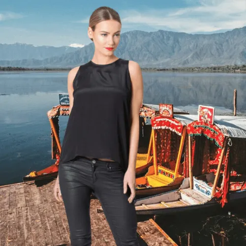 Round Neck Sleeveless Silk Top