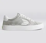 SALVAS Metallic Silver Leather White Logo Sneaker Men