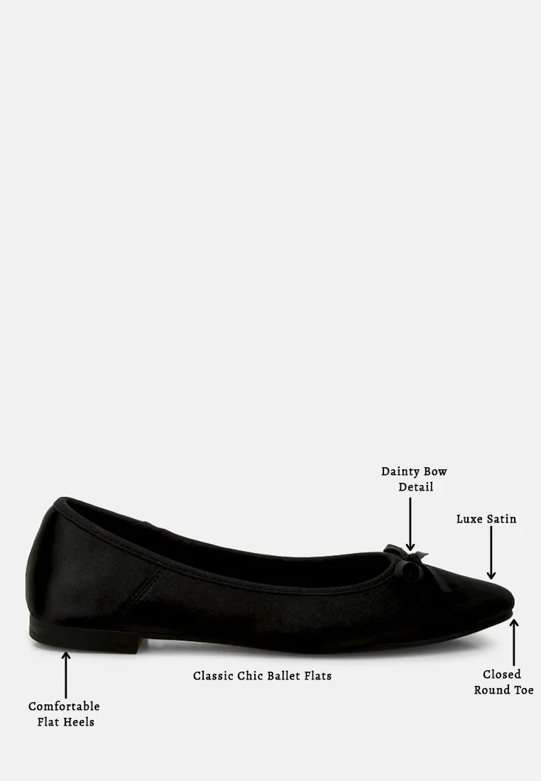Satin Bow Embellished Ballerinas by RUW