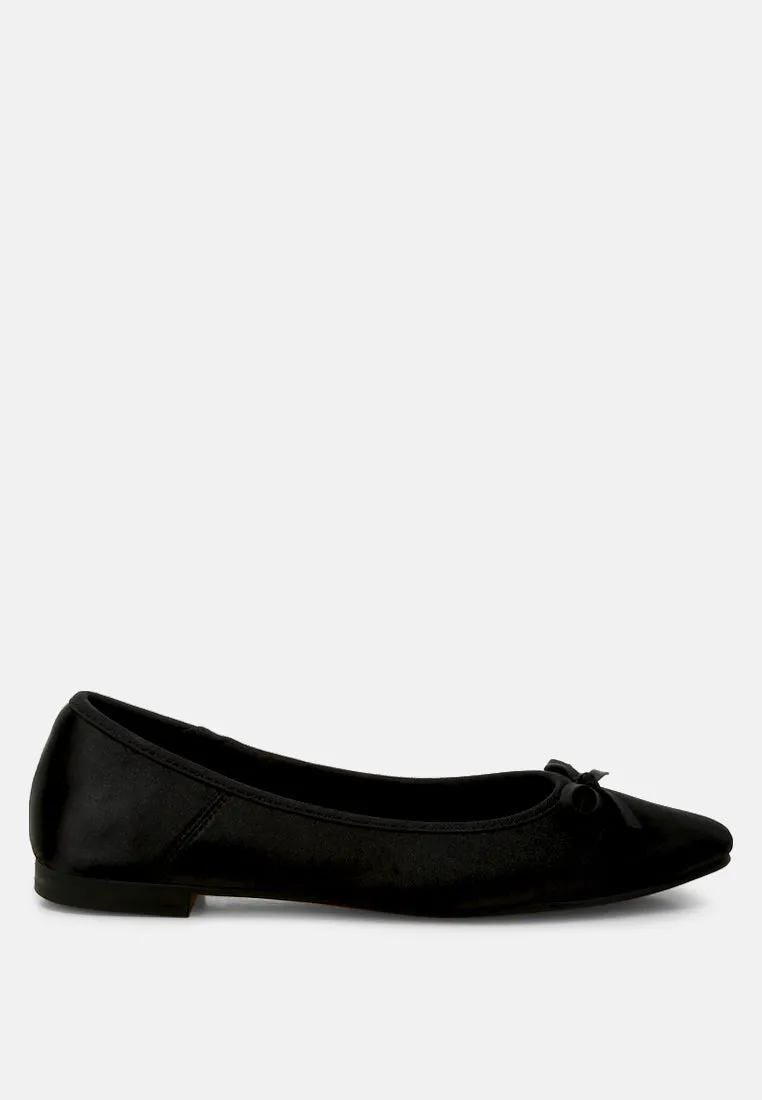Satin Bow Embellished Ballerinas by RUW