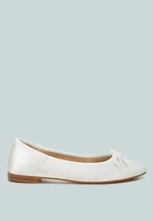 Satin Bow Embellished Ballerinas by RUW