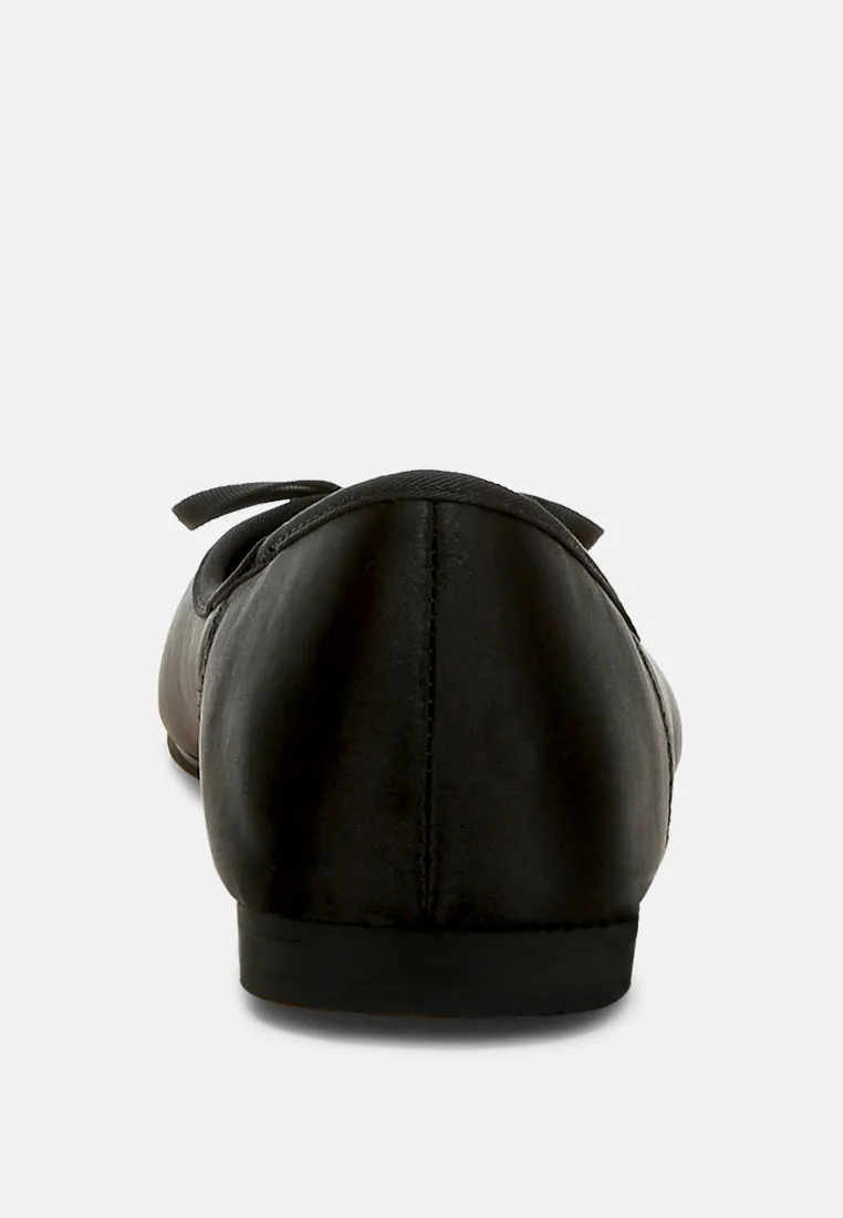 Satin Bow Embellished Ballerinas by RUW