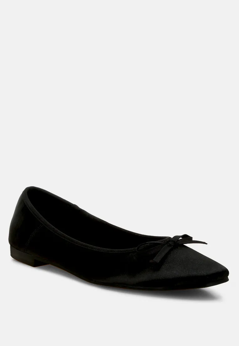 Satin Bow Embellished Ballerinas by RUW