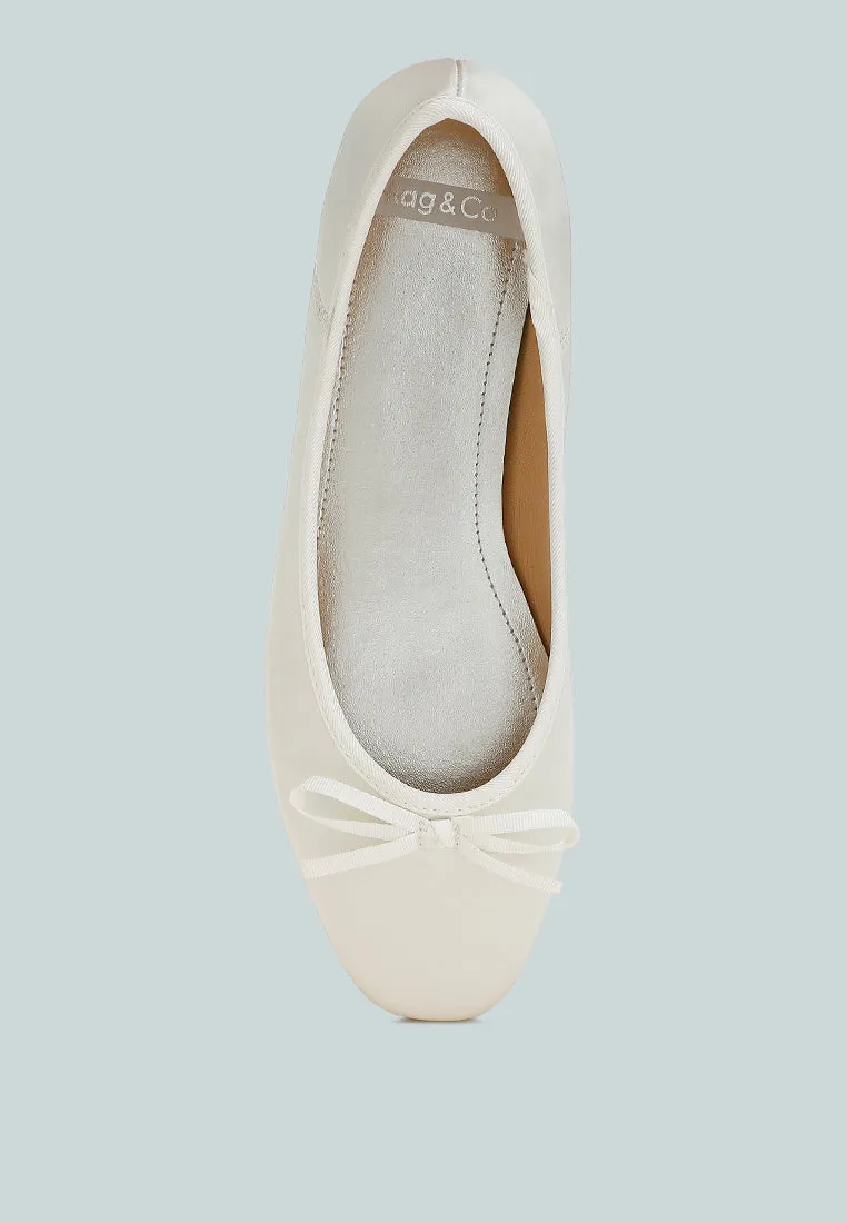 Satin Bow Embellished Ballerinas by RUW