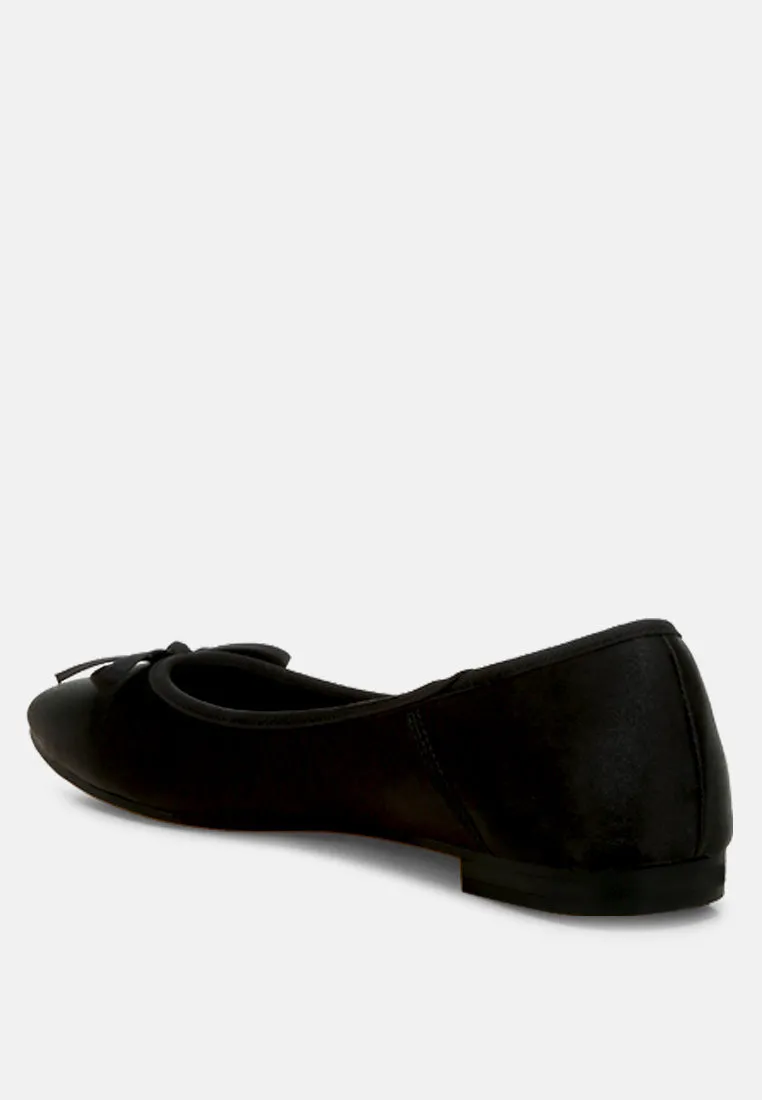 Satin Bow Embellished Ballerinas by RUW