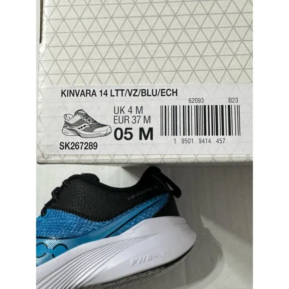 Saucony NWOB Sz 5 Blue/Black Unisex-Child Kinvara 14 Lace to Toe Sneaker