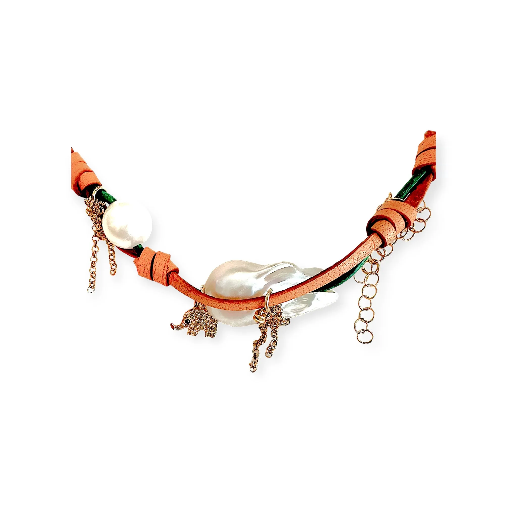SECRET GARDEN BAROQUE PEARL GOLD CHARM AND CHAIN ROCKER SET