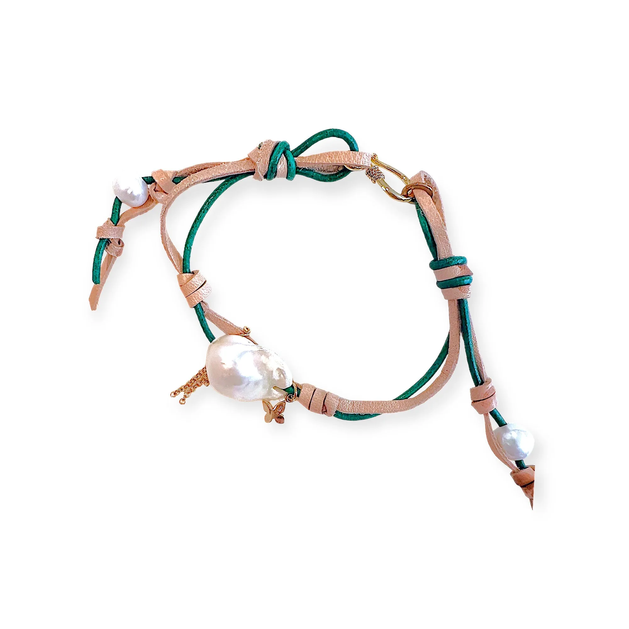 SECRET GARDEN BAROQUE PEARL GOLD CHARM AND CHAIN ROCKER SET