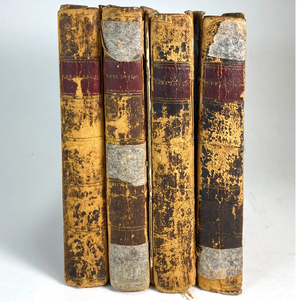 Set of Four Leather Books: The Spectator by Joseph Addison & Richard Steele