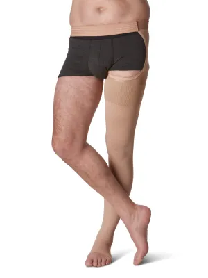 Sigvaris Natural Rubber (Fomerly 500 Natural Rubber) Unisex Thigh High w/ Waist Attachment  30-40mmHg-Open Toe
