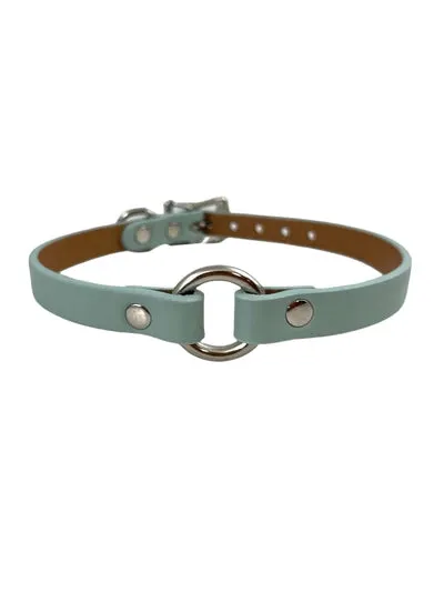 Slim Vegan Leather O-Ring Collar