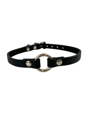 Slim Vegan Leather O-Ring Collar