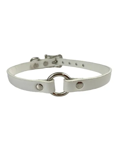 Slim Vegan Leather O-Ring Collar