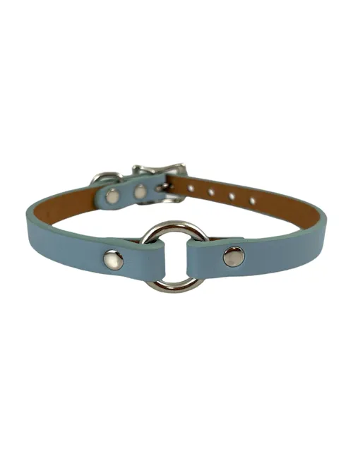 Slim Vegan Leather O-Ring Collar