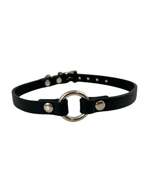 Slim Vegan Leather O-Ring Collar