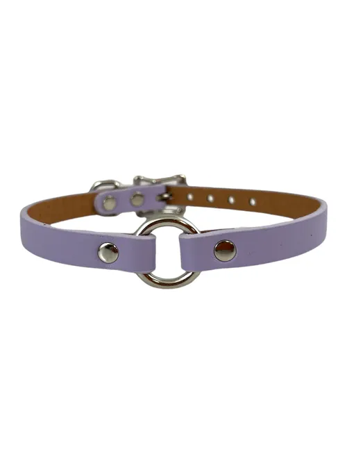 Slim Vegan Leather O-Ring Collar