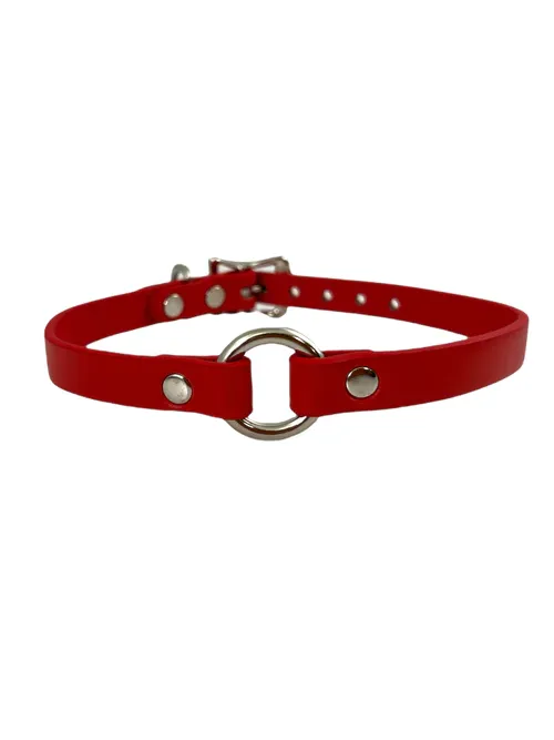 Slim Vegan Leather O-Ring Collar