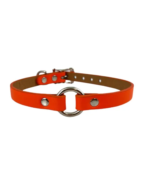 Slim Vegan Leather O-Ring Collar