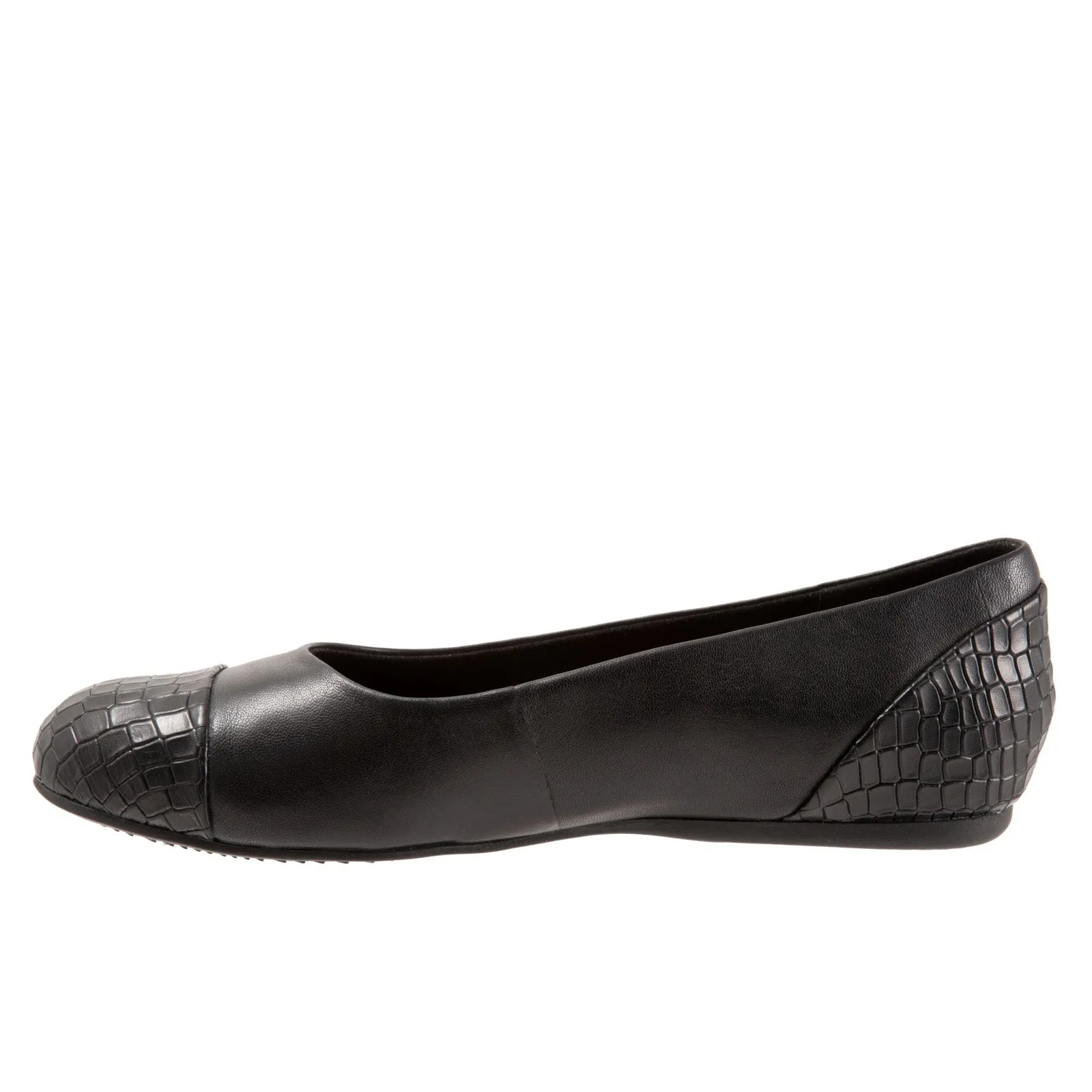 Softwalk Sonoma Cap Toe S1907-027 Womens Black Wide Ballet Flats Shoes
