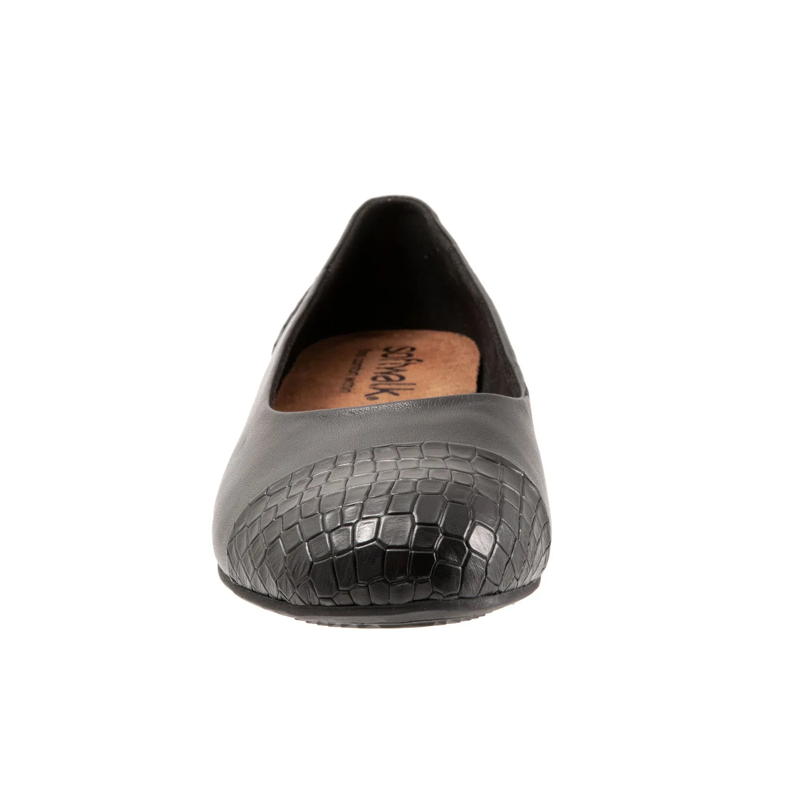 Softwalk Sonoma Cap Toe S1907-027 Womens Black Wide Ballet Flats Shoes