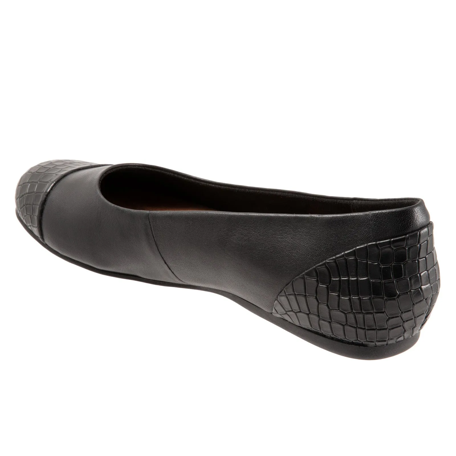 Softwalk Sonoma Cap Toe S1907-027 Womens Black Wide Ballet Flats Shoes