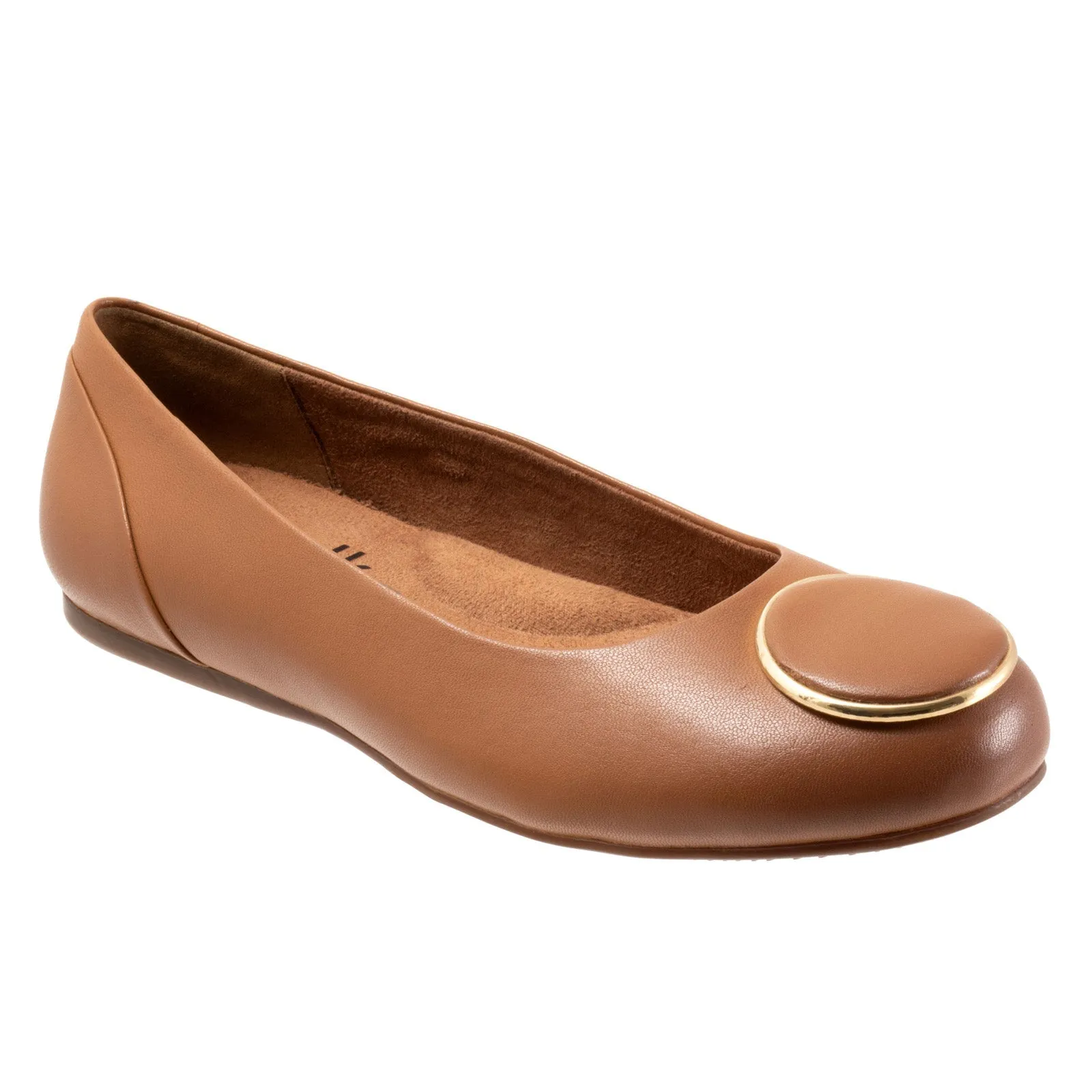 Softwalk Sonoma Halo S2257-253 Womens Brown Wide Leather Ballet Flats Shoes