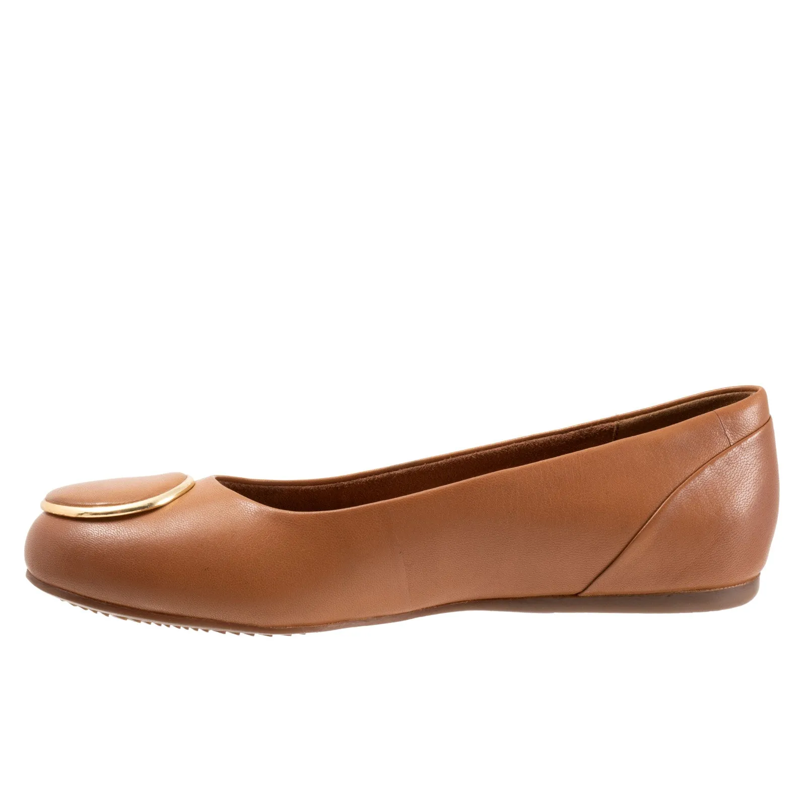 Softwalk Sonoma Halo S2257-253 Womens Brown Wide Leather Ballet Flats Shoes