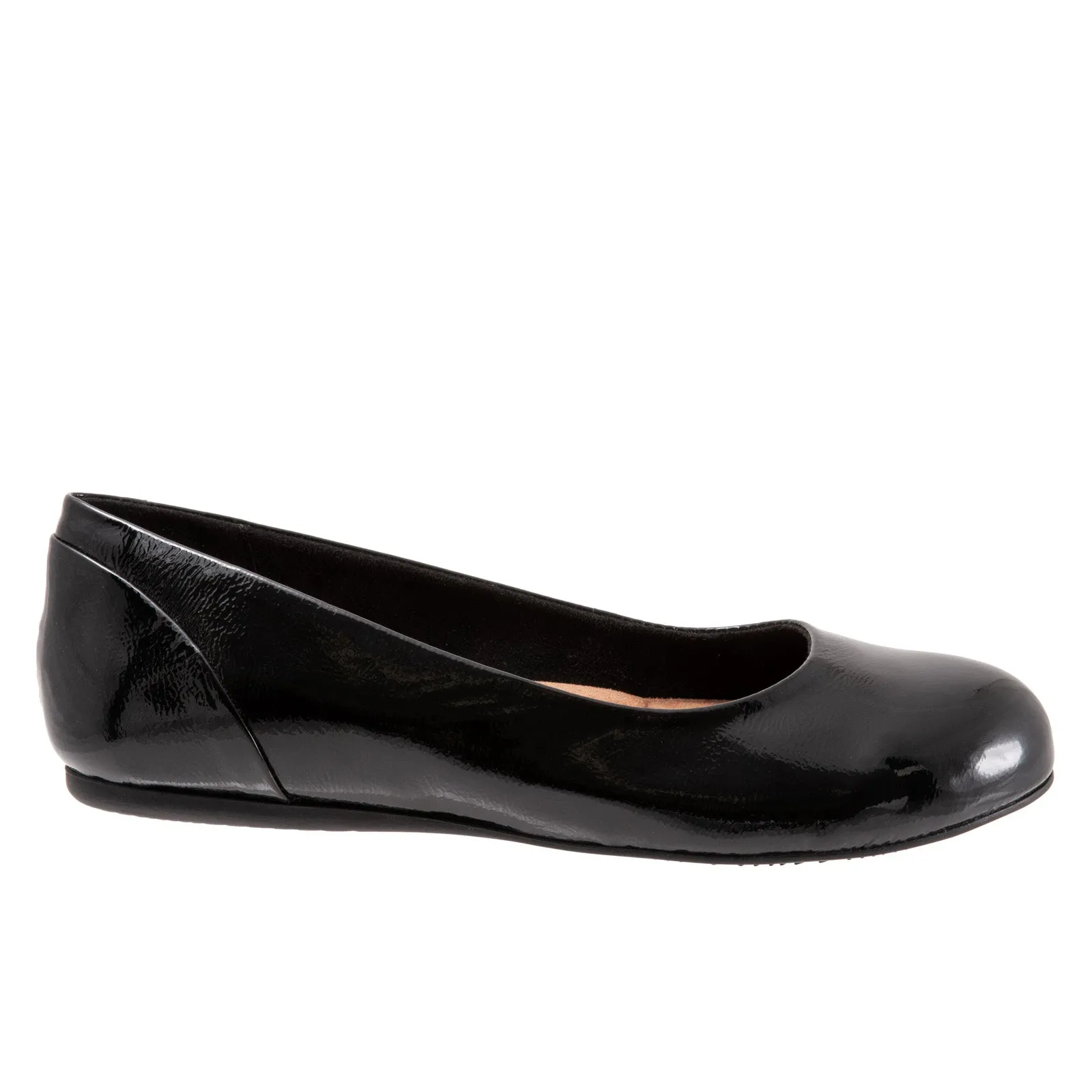 Softwalk Sonoma S1862-005 Womens Black Wide Leather Ballet Flats Shoes