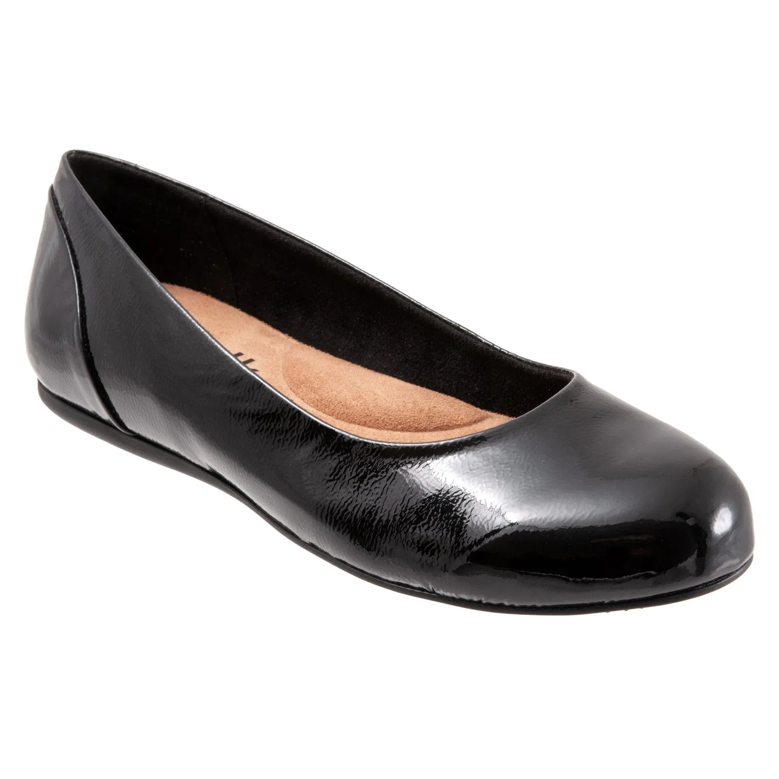 Softwalk Sonoma S1862-005 Womens Black Wide Leather Ballet Flats Shoes