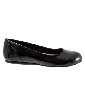 Softwalk Sonoma S1862-005 Womens Black Wide Leather Ballet Flats Shoes