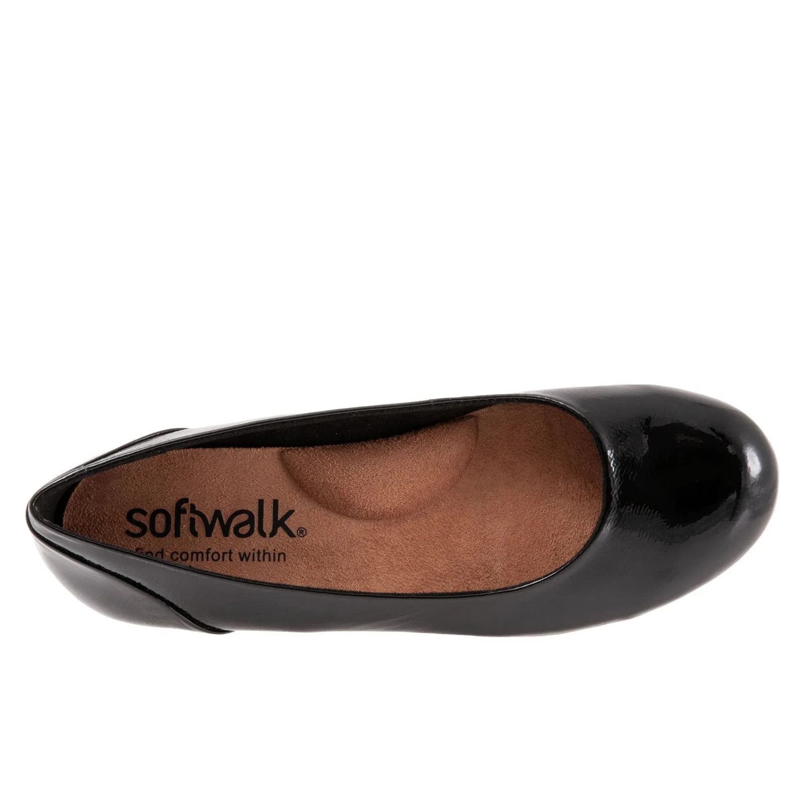 Softwalk Sonoma S1862-005 Womens Black Wide Leather Ballet Flats Shoes