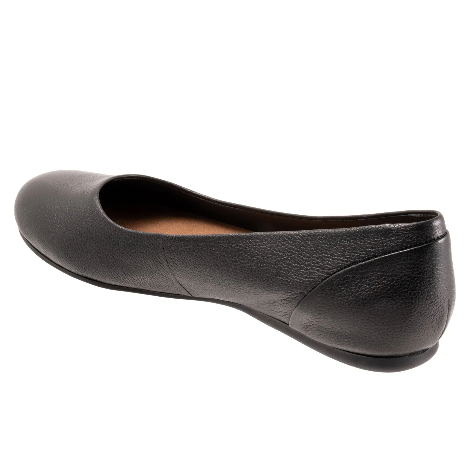 Softwalk Sonoma S1862-013 Womens Black Narrow Leather Ballet Flats Shoes