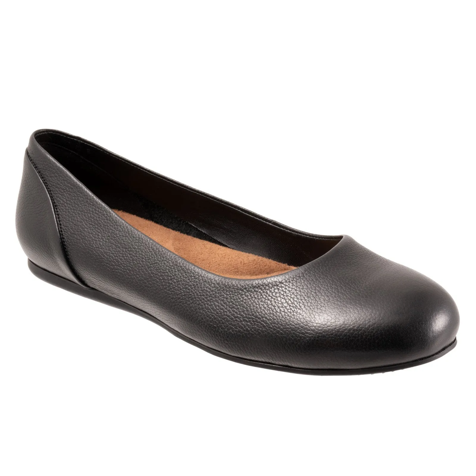 Softwalk Sonoma S1862-013 Womens Black Narrow Leather Ballet Flats Shoes