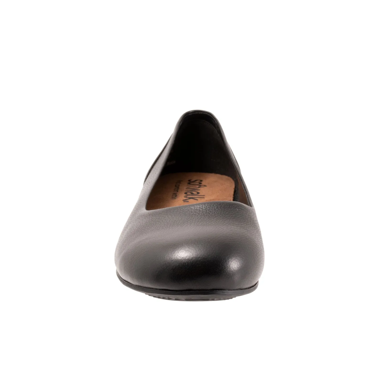 Softwalk Sonoma S1862-013 Womens Black Narrow Leather Ballet Flats Shoes