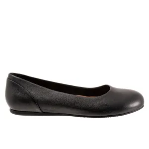 Softwalk Sonoma S1862-013 Womens Black Narrow Leather Ballet Flats Shoes