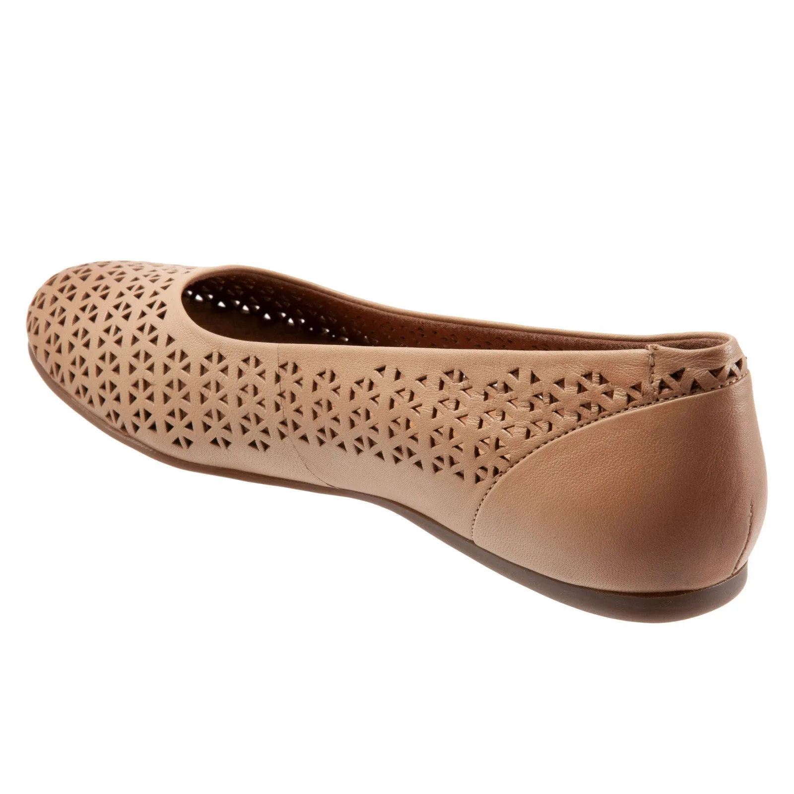 Softwalk Sonoma S1862-213 Womens Brown Leather Slip On Ballet Flats Shoes