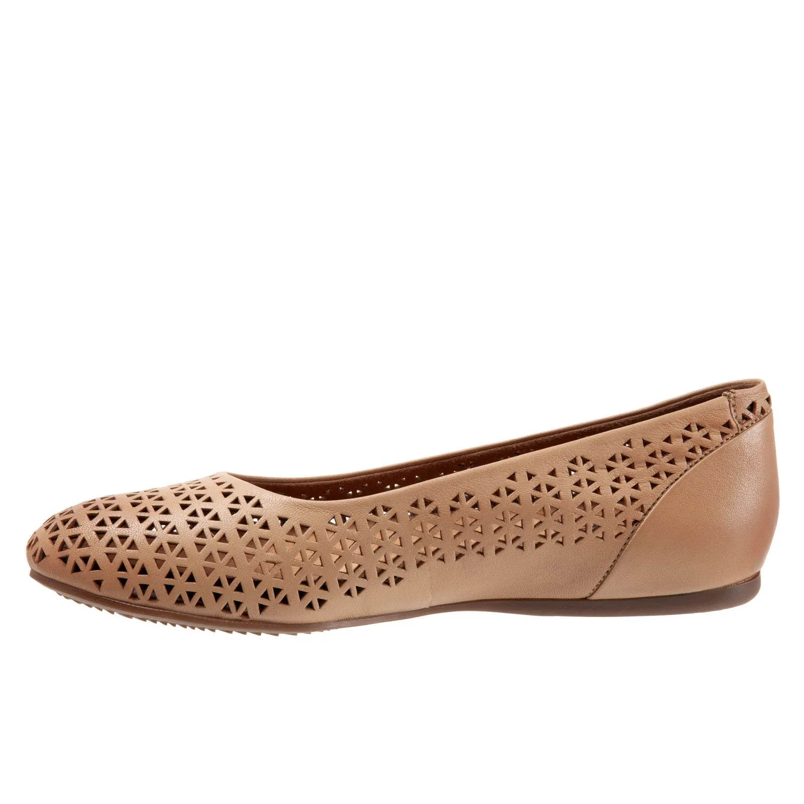 Softwalk Sonoma S1862-213 Womens Brown Leather Slip On Ballet Flats Shoes