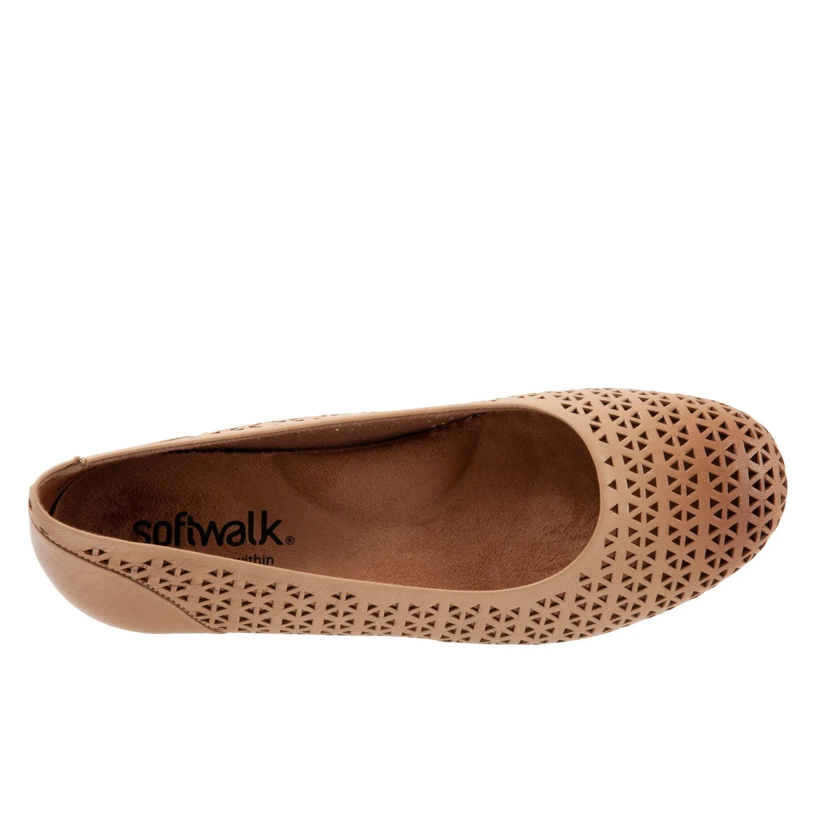 Softwalk Sonoma S1862-213 Womens Brown Wide Leather Ballet Flats Shoes
