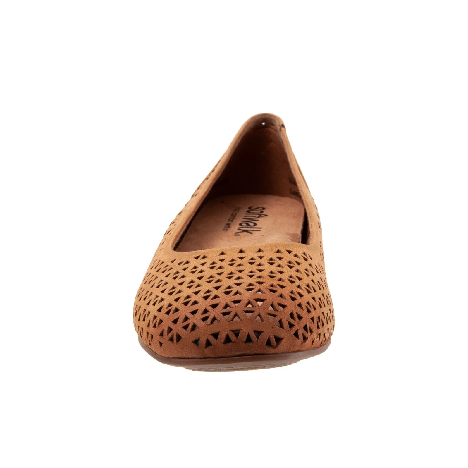 Softwalk Sonoma S1862-227 Womens Brown Narrow Leather Ballet Flats Shoes