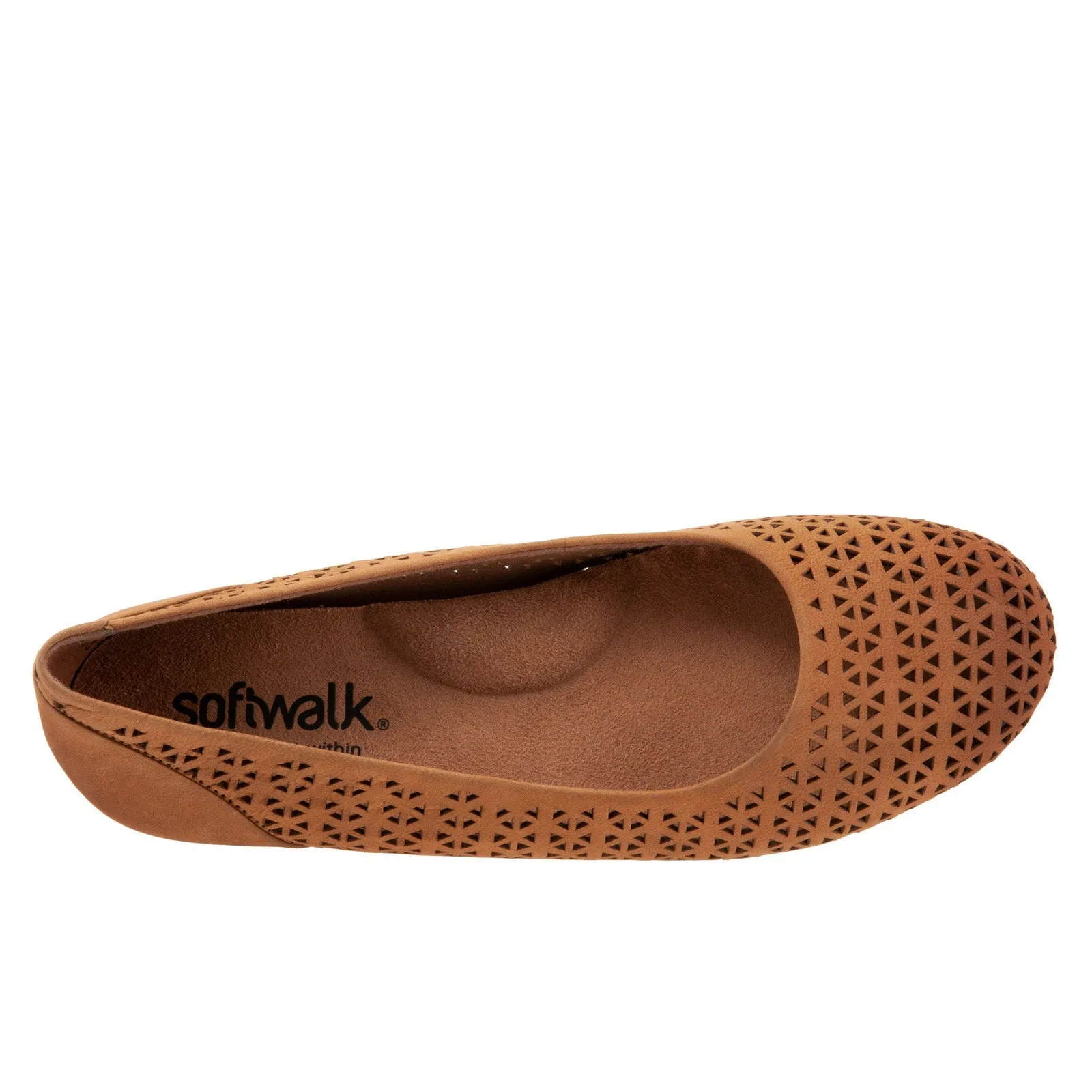 Softwalk Sonoma S1862-227 Womens Brown Narrow Leather Ballet Flats Shoes